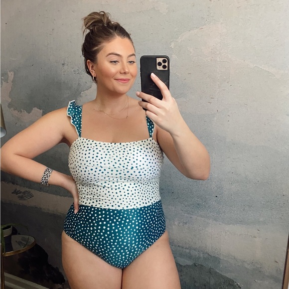 summersalt Other - NWT Summersalt The Ruffle Oasis Bathing Suit in On The Dot Seaweed Polka Dot